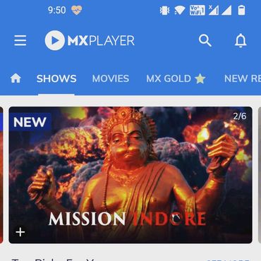 Promotional image for the show 'Mission Indore' featuring a fiery statue of Hanuman.