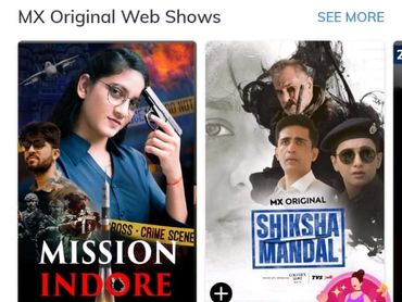 Screenshot of MX Player app showing web shows and originals.