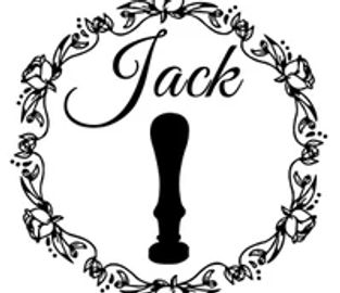 Elegant floral frame with the name Jack and exclamation mark.