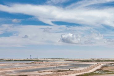 View of SpaceX as seen from Long Island Village in Port Isabel, Texas.