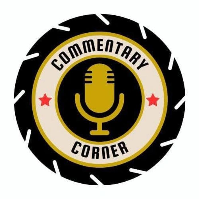 Logo of Commentary Corner featuring a vintage microphone and stars.