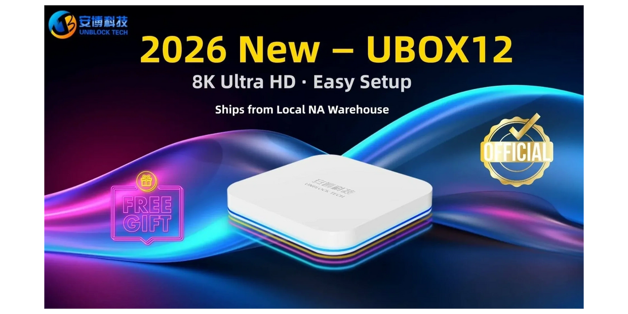 2026 UBOX12 8K Ultra HD streaming device with easy setup and free gift.