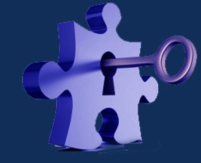 A puzzle piece with a key