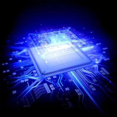 A microprocessor with a blue light