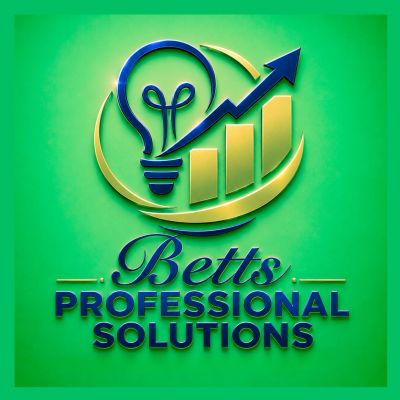 Logo of Betts Professional Solutions with a lightbulb and rising graph on green background.
