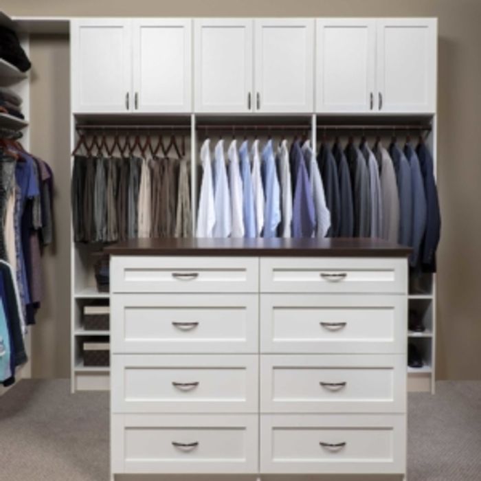 Shaker island with drawers custom walk in closet