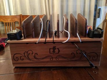 custom woodworking engraved charging station
