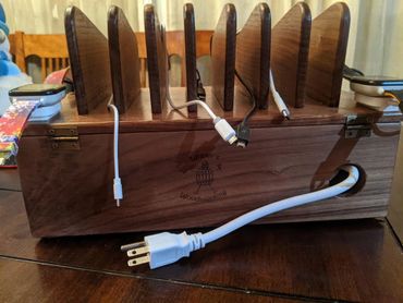 custom woodworking engraved charging station
