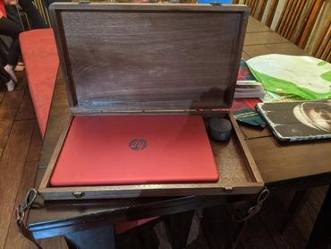 custom woodworking engraved laptop case