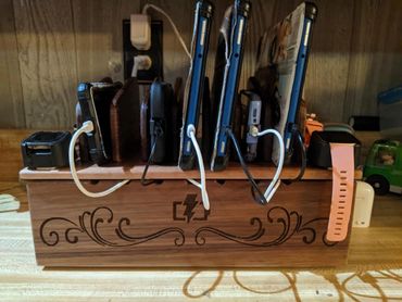 custom woodworking engraved charging station