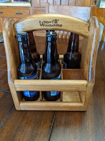 Custom wood drink caddie, 6 pack holder, for special occasions