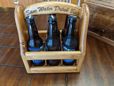 Custom wood drink caddie, 6 pack holder, for special occasions