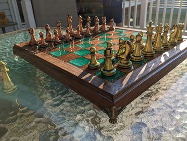 Custom Wood Chessboard with epoxy accents