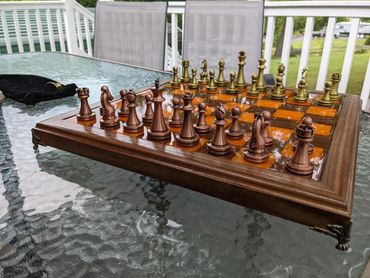 Custom Wood Chessboard with epoxy accents