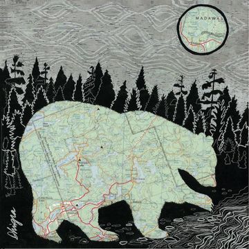 bear picture made of map cutouts