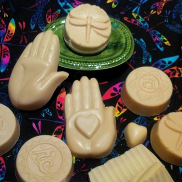Organic goat's milk soap in a variety of moulded shapes.