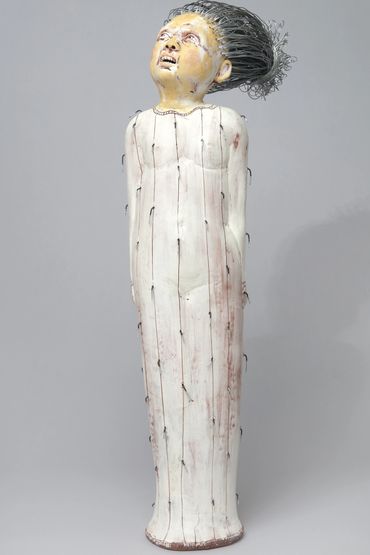 Debra Sloan
Matron #2
Red clay, white slip & wire
70 x 21 cm