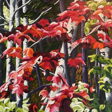 painting of red leaves