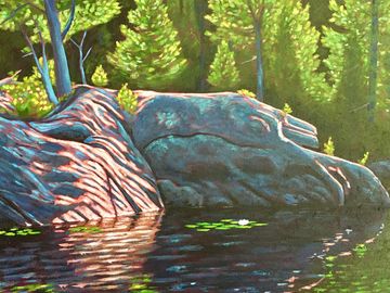 landscape painting of the shoreline by Susan Hay