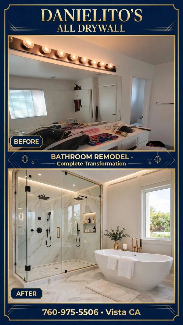 Bathroom remodel with modern shower and bathtub.