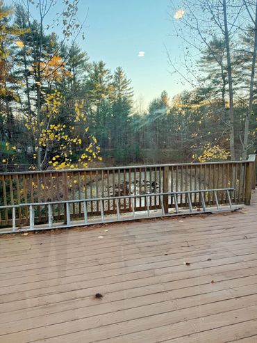 Back deck overlooking the pond at the Holistic Alignment Healing Center in Somersworth, NH