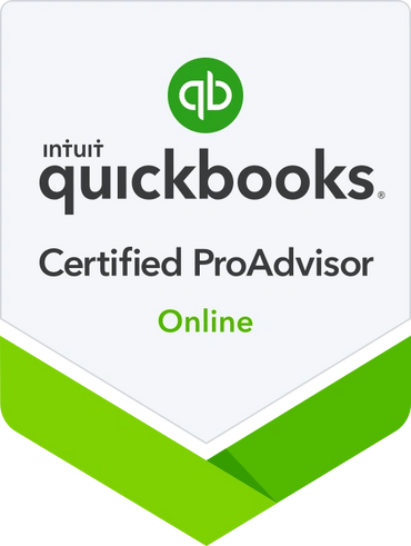 Intuit QuickBooks Certified ProAdvisor Online badge with green and white design.