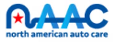 Logo of North American Auto Care with blue and red elements.