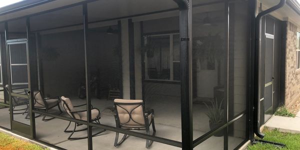 Patio Screen Room Phifer 18x14 Bug Mesh Enclosure with Brick House Bronze Aluminum Frame with door