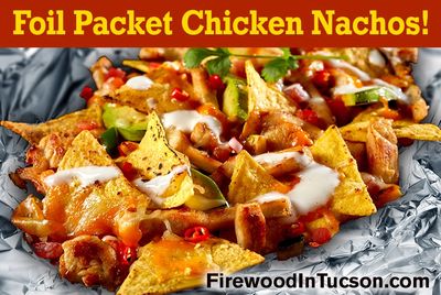 Yum! Delicious nachos cooked over  a wood fire! Easy and so good.