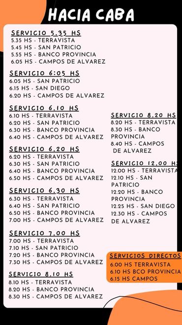 Horarios a CABA
