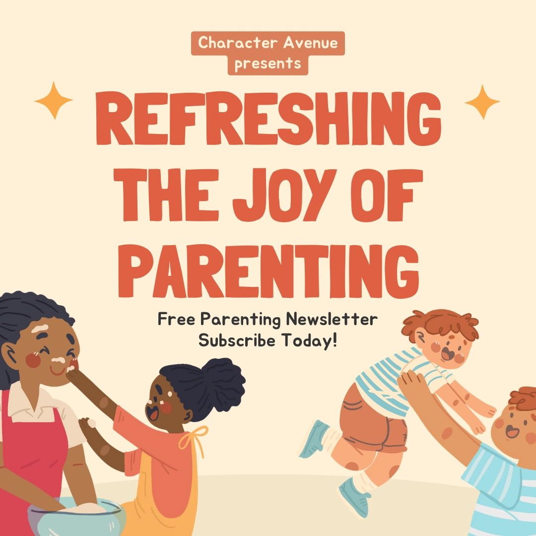 Illustration promoting a free parenting newsletter titled "Refreshing the Joy of Parenting."