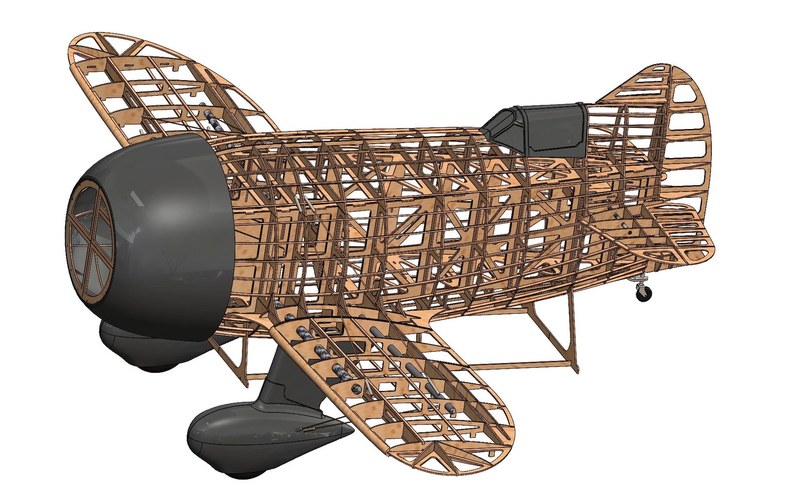 3D CAD model of an RC airplane geebee model R