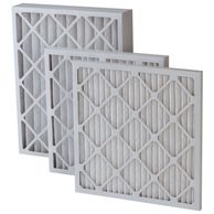Three pleated air filters with protective grid frames.