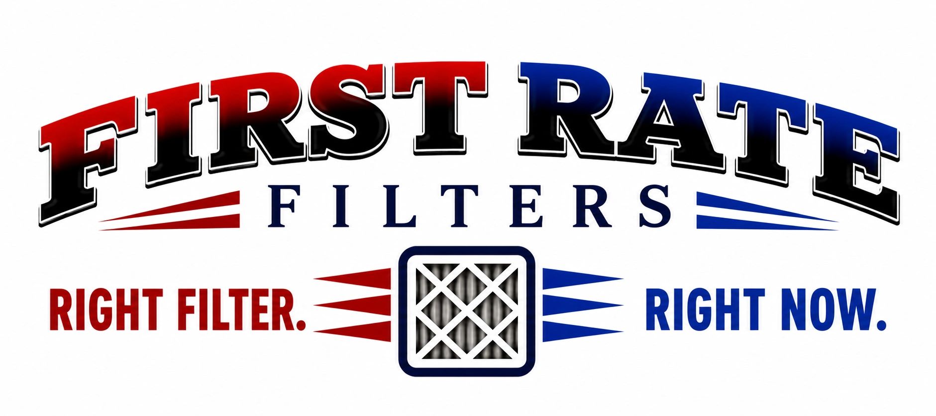 Logo for First Rate Filters with tagline emphasizing correct and timely filter choice.