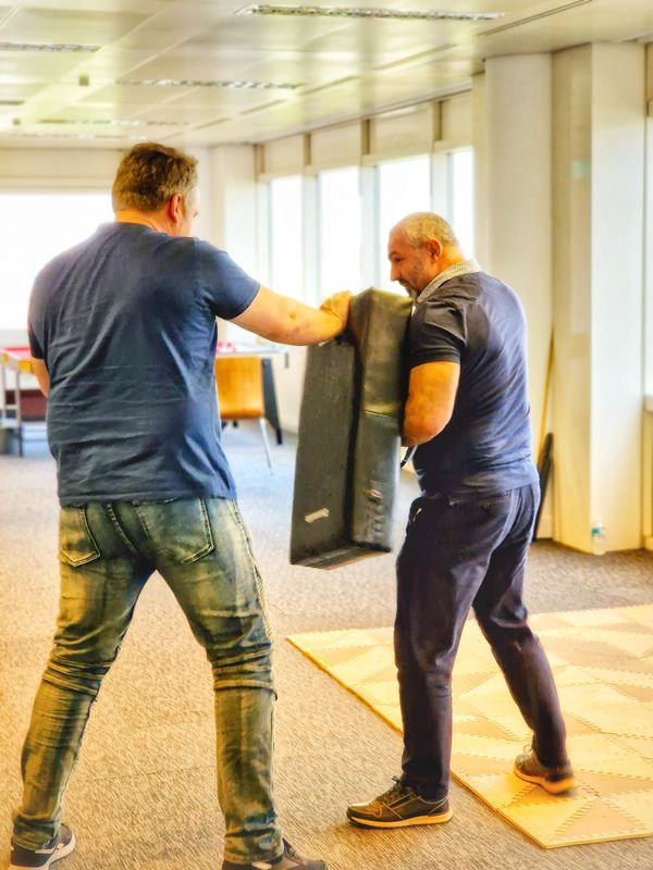 Two guys training in Self Defence