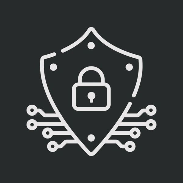 Shield with a padlock symbolizing cybersecurity protection.