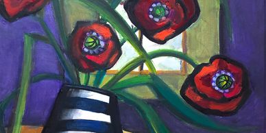 Red Poppies in a Vase