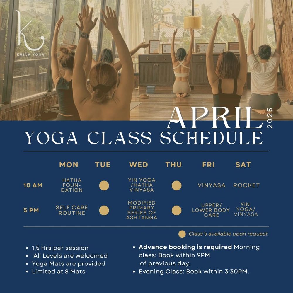 Yoga class schedule April 2025