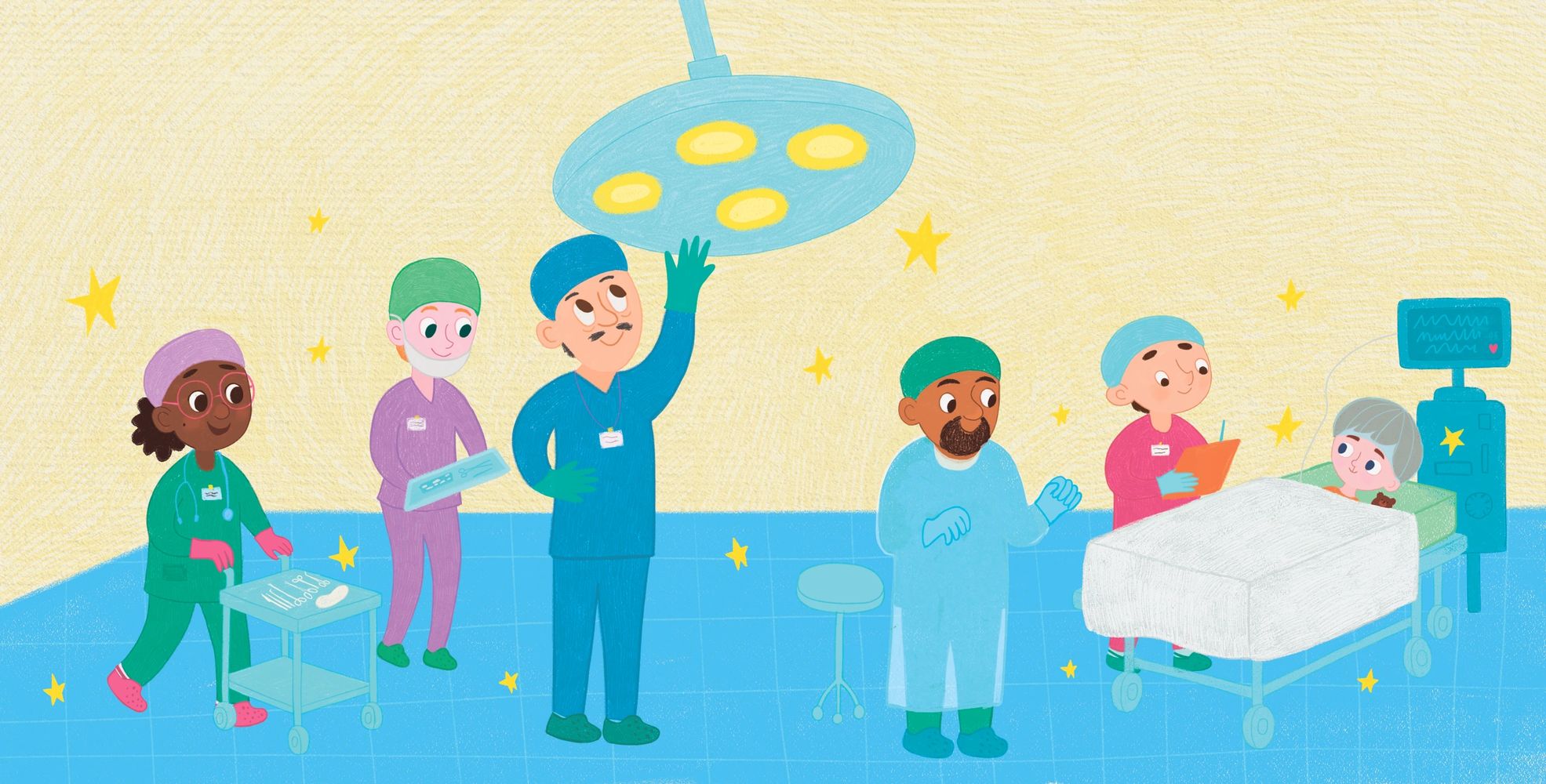 An excerpt from the book of an operating room with main character Sam preparing for his surgery.