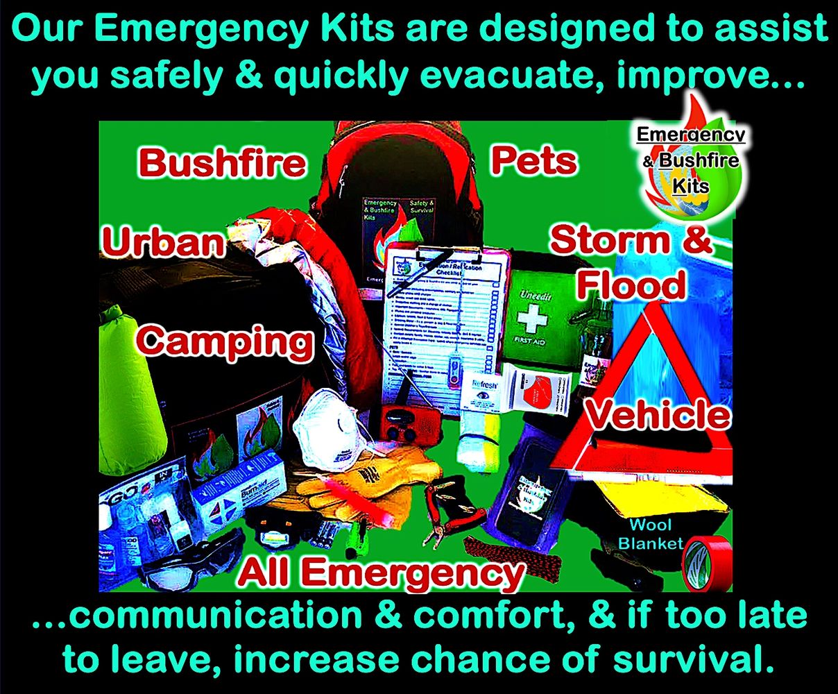 Survival Kits, emergency kits, bushfire kits, fire blankets, safety equipment, evacuation gear, ebk