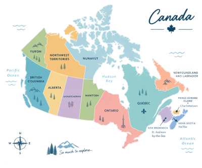 Map of Canadian provinces and territories.