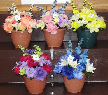 10' Pots with Dahlias, Peonies, Lilies & Delphinium