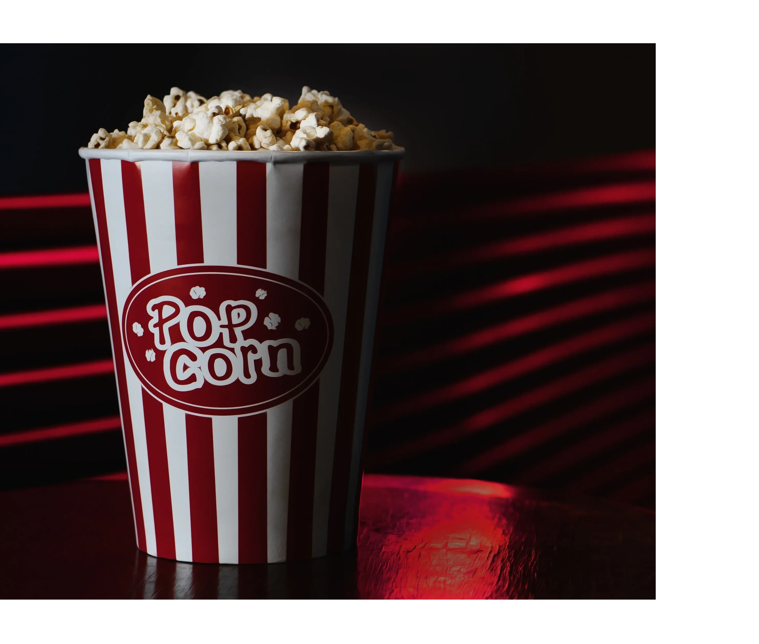 theater popcorn against a red and black background