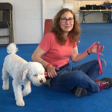 Nancy with a Cockapoo