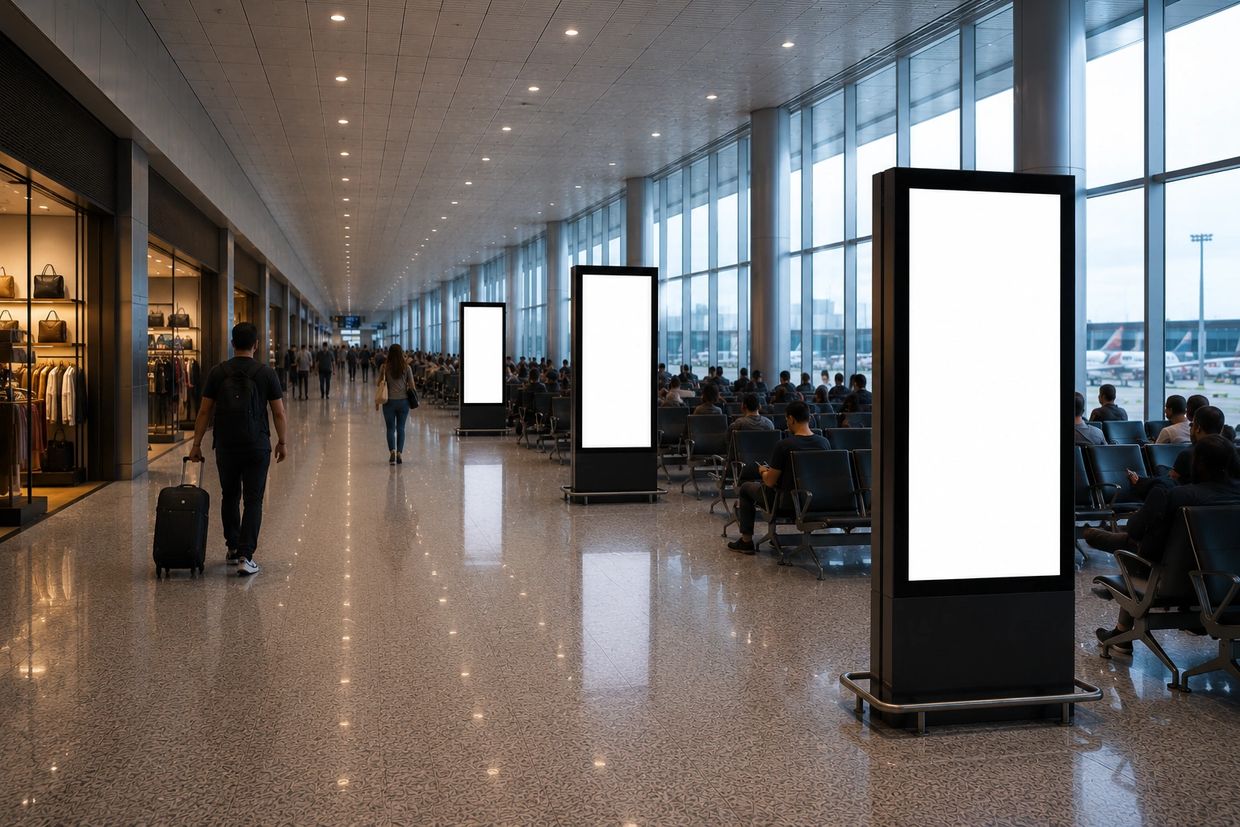 Publicidade em painéis de LED no Aeroporto Internacional de Florianópolis com mídia DOOH