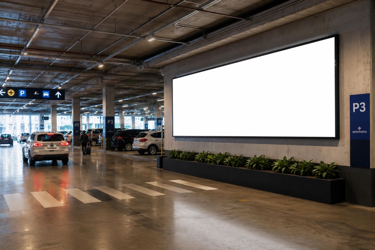 Painéis de LED DOOH no Aeroporto de Confins com inventário de mídia OOH para agências e planners