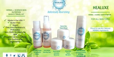 This complete travel kit has combined holistic, plant-based, and infused antioxidants and vitamins f