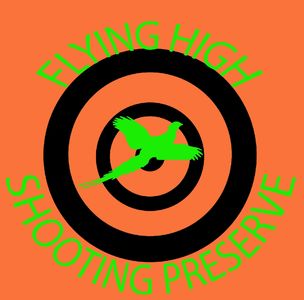 Green bird silhouette over a target with orange background.