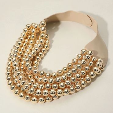 Gold Multi-Layered Pearl Necklace. Magnetic closure.