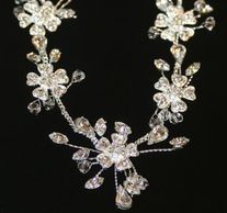 Silver Crystal Floral Bridal Necklace